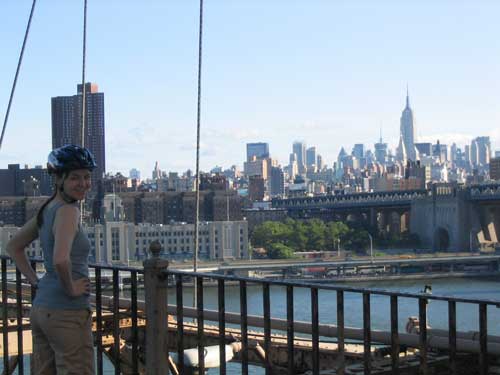 View from the middle of the Brooklyn Bridge