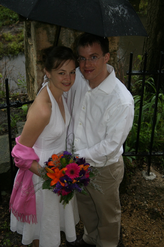 David and Adrienne in the rain